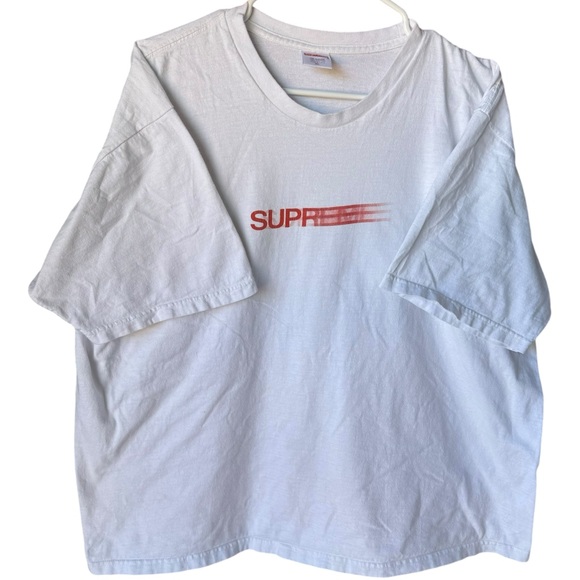 SUPREME RARE MOTION LOGO XL MENS GRAPHIC TEE SHIRT HYPE STREETWEAR WHITE RED - Picture 3 of 10
